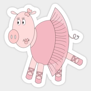 Pink Ballerina Pig In Tutu Digital Art | Melanie Jensen Illustrations Sticker